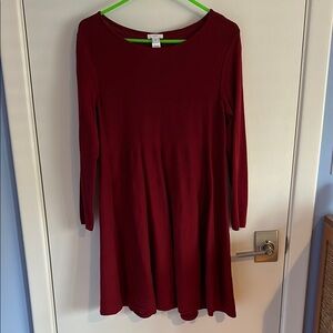 J. Jill Burgundy Wearever Flouncy Sweater Dress